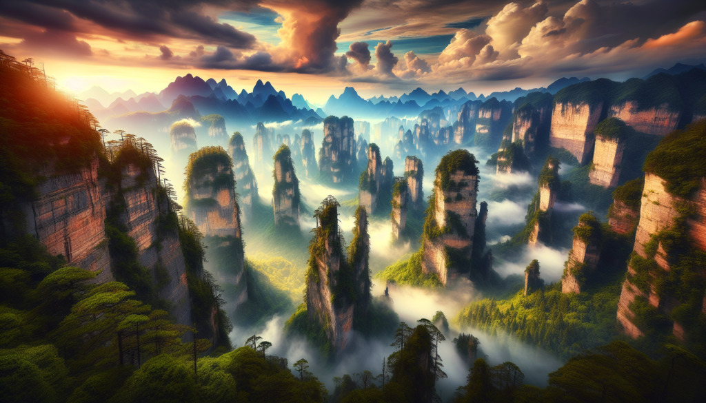 explorez les splendides monts tianzi de zhangjiajie, une merveille naturelle en chine, célèbre pour ses formations rocheuses impressionnantes et ses panoramas à couper le souffle. parfait pour les amateurs de randonnée et de photographie, ce site classé au patrimoine mondial de l'unesco vous promet une aventure inoubliable au cœur de la nature.