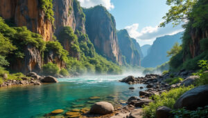 plongez dans l'émerveillement des gorges de kola, un trésor naturel incontournable au cameroun. laissez-vous séduire par des paysages à couper le souffle, des cascades enchanteresses, et une biodiversité exceptionnelle. un voyage inoubliable vous attend au cœur de cette destination spectaculaire.