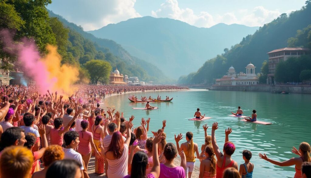découvrez rishikesh, la ville sainte de l'inde, où le festival de holi vous émerveille par ses couleurs vibrantes et où la pratique du yoga vous invite à la sérénité. plongez dans un voyage spirituel inoubliable au cœur de l'himalaya.