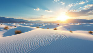 découvrez l'extraordinaire désert de white sands au nouveau-mexique, une mer de dunes blanches scintillantes, idéale pour l'aventure, la randonnée et l'évasion en pleine nature.