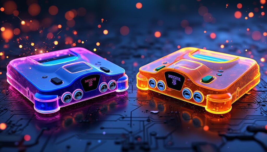 découvrez le duel épique des consoles n64 translucides, plongez dans la bataille légendaire des consoles mythiques qui ont marqué l'histoire du gaming.
