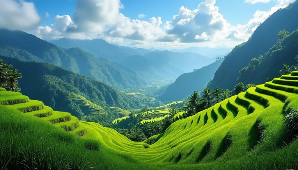 explorez les magnifiques rizières en terrasses de batad, joyau naturel de l'île de luzon aux philippines, et imprégnez-vous de leur beauté spectaculaire et de leur riche patrimoine culturel.