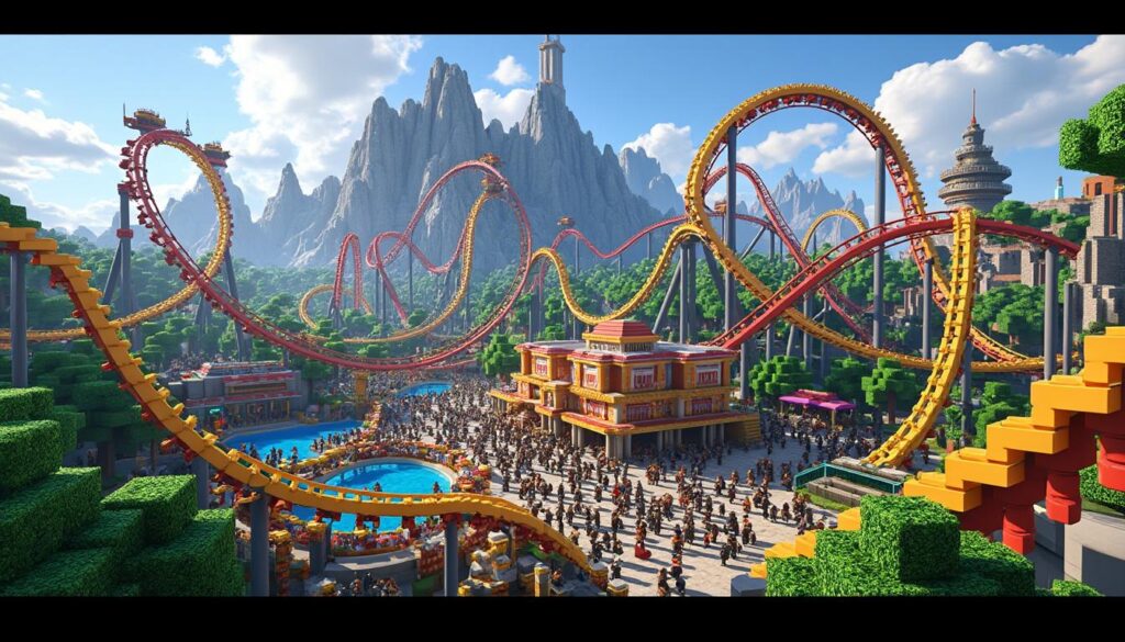 découvrez minecraft world, un nouveau parc à thème inspiré de l'univers minecraft, avec des montagnes russes spectaculaires prévues pour 2027. une aventure unique vous attend !