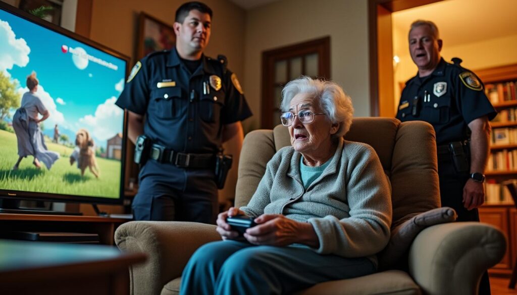 une femme de 91 ans est interpellée par la police lors d'un contrôle de routine alors qu'elle joue à un jeu vidéo, une scène insolite qui surprend tout le monde.